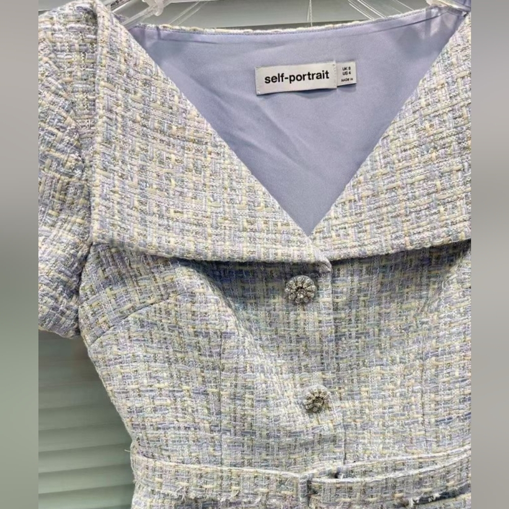 Self-Portrait Blue and White Midi Dress - Picture 7 of 9